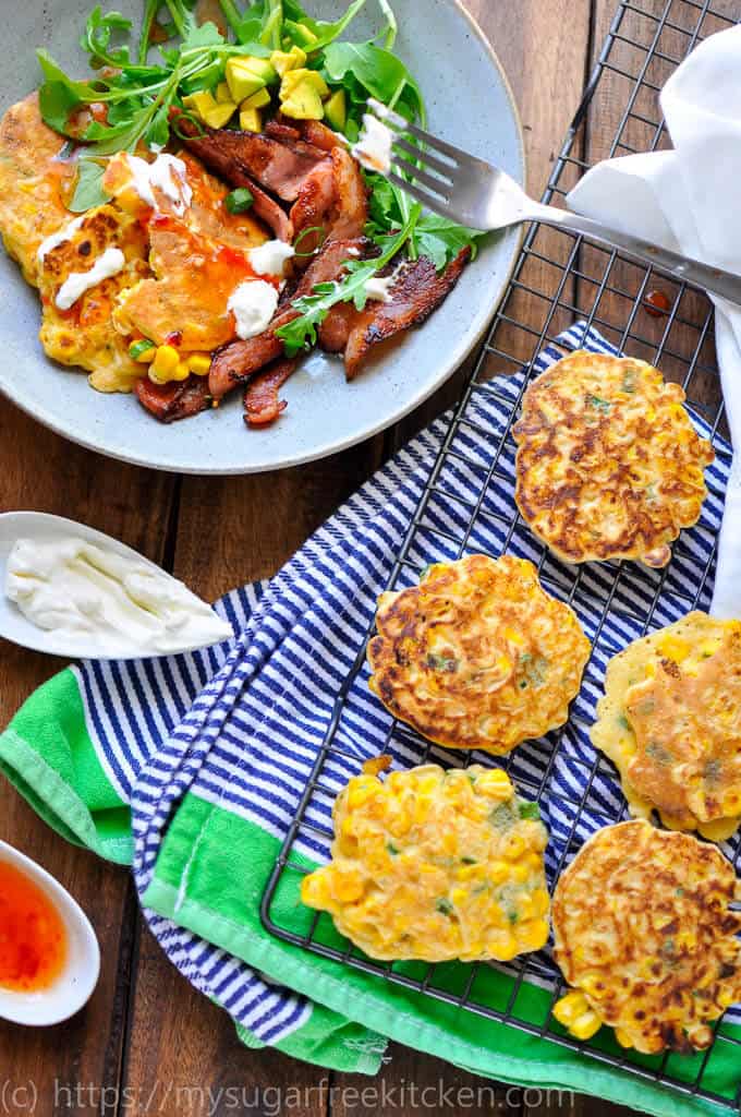 low carb corn fritters with bacon