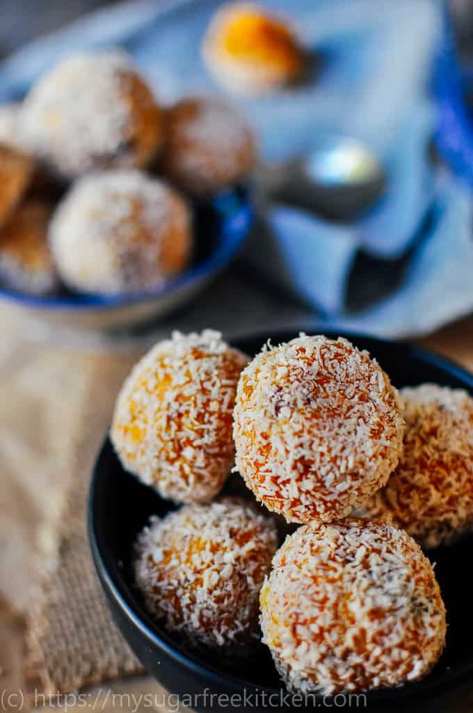mango bliss balls with coconut
