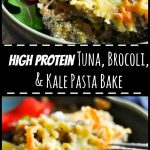 Healthy high protein tuna, kale and brocoli bake is under 500 calories per serve and tastes delicious.