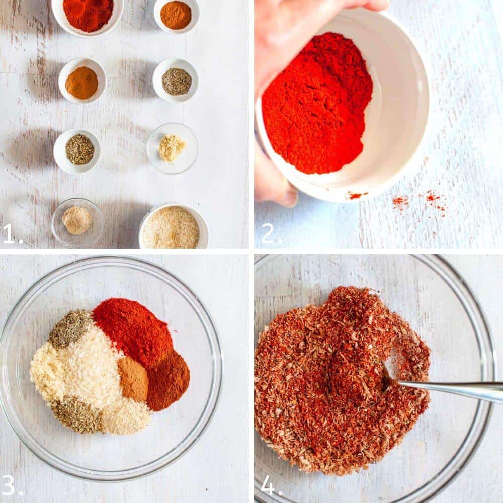 preparing the spices for Smoked Chicken Paprika 