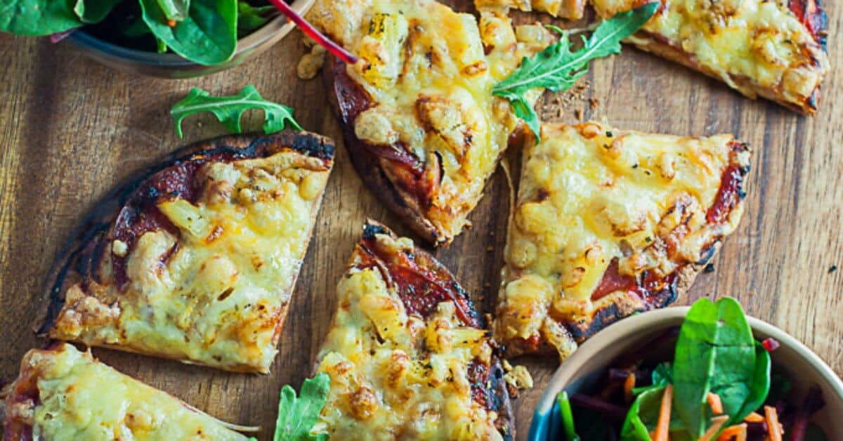 Pocket Bread Pizza With Salami and Pineapple My Sugar Free Kitchen