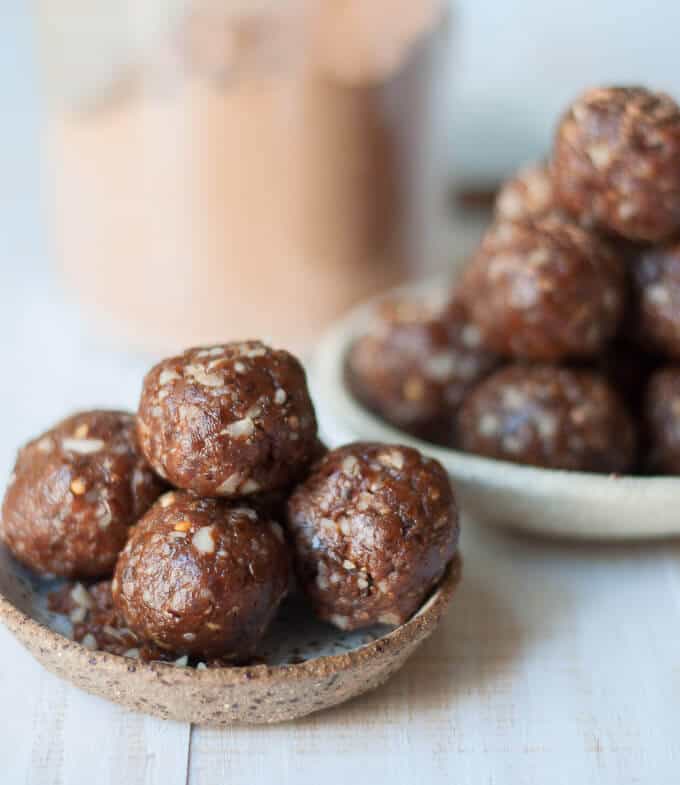 4 energy balls in a small bowl