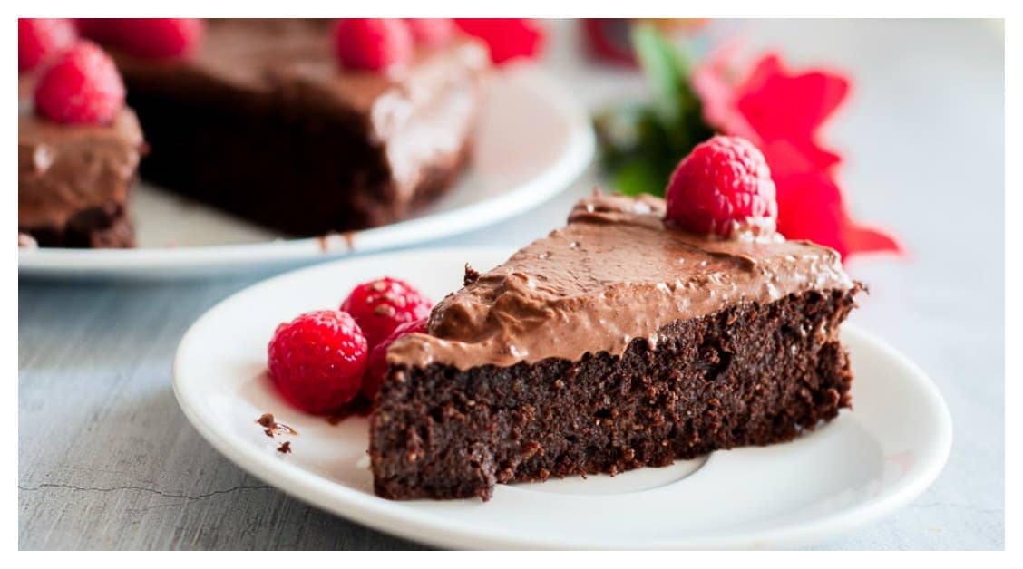 gluten free mud cake on a plate