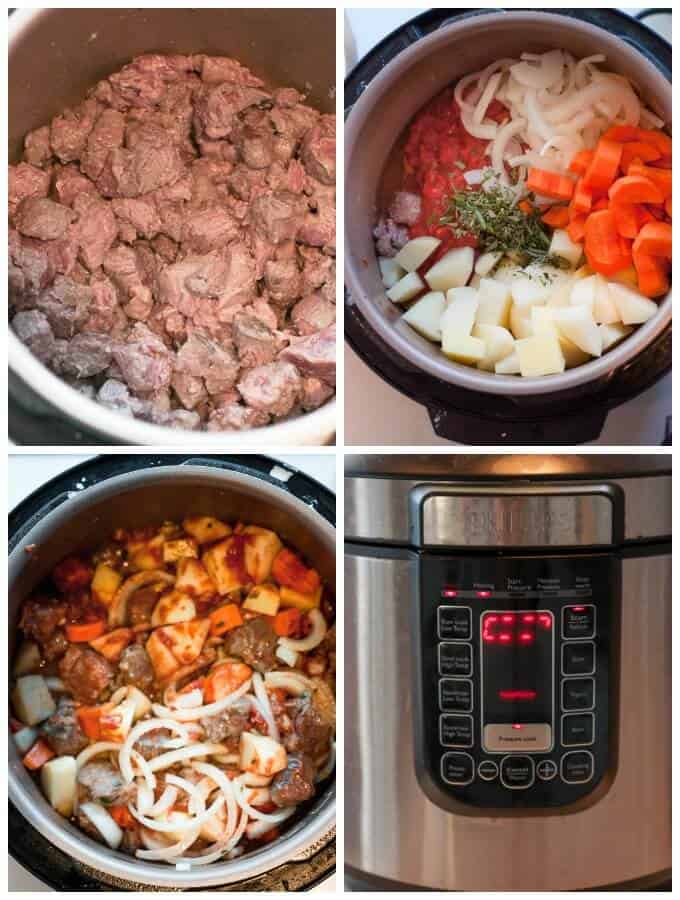 lamb stew ingredients in pressure cooker