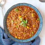 a bowl of savoury spicy ground beef curry