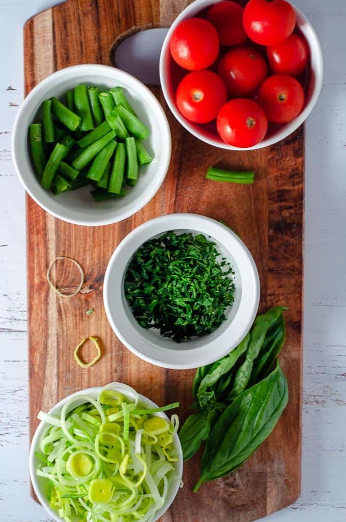 Salmon Leeks Lentils Ingredients