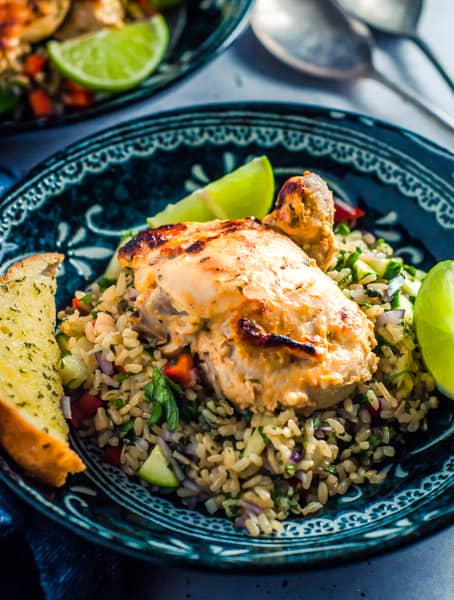 Bowl of Chicken in greek yoghurt marinade