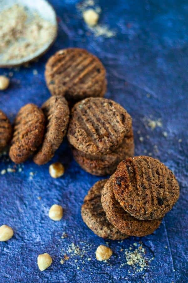 Fallen stack of hazelnut meal cookies