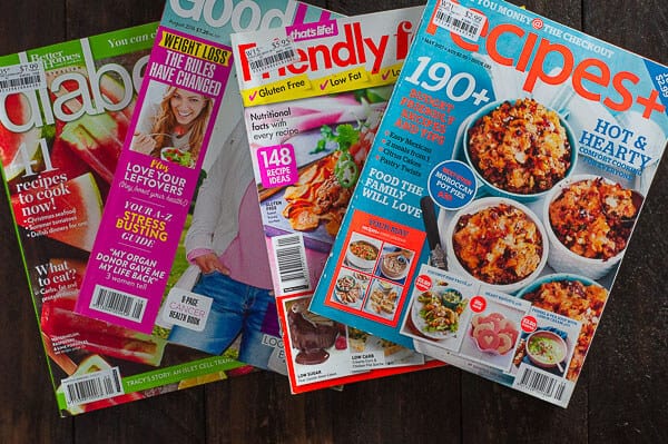 4 recipe magazines on a table