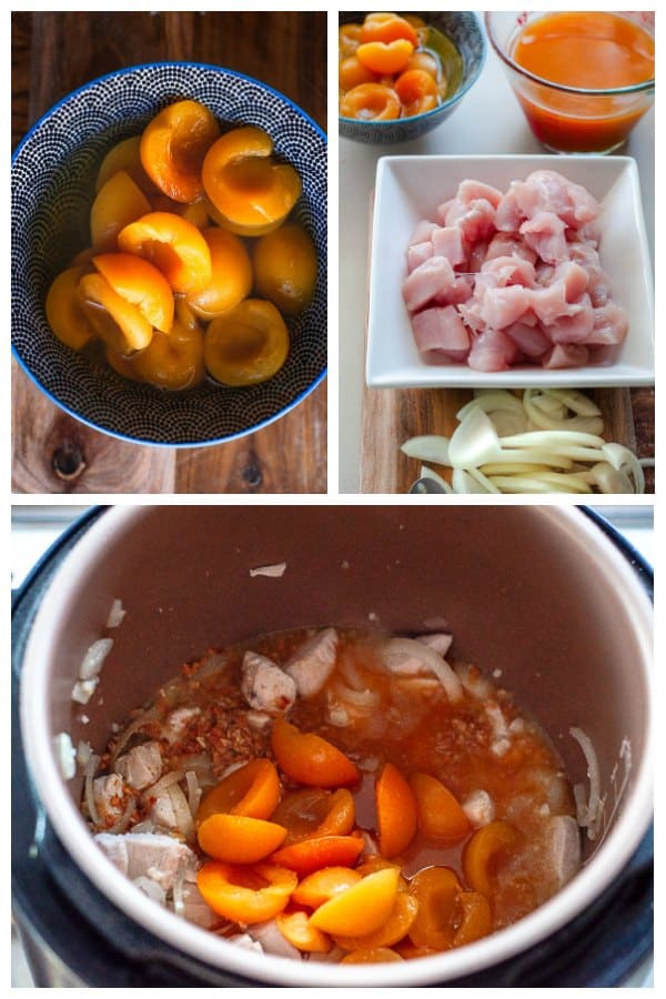 Pressure Cooker Apricot Chicken preparation