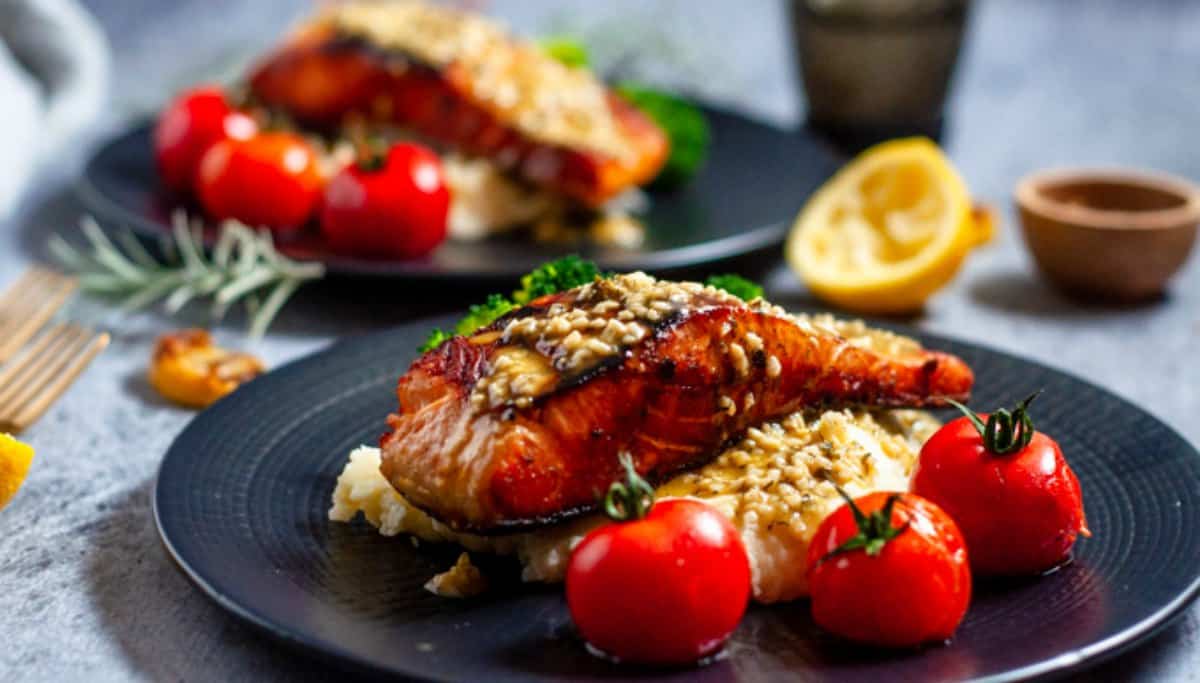 Garlic Butter Salmon with Mashed Potato My Sugar Free Kitchen