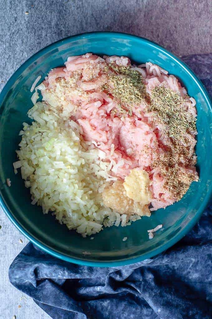 raw chicken rissole mixture