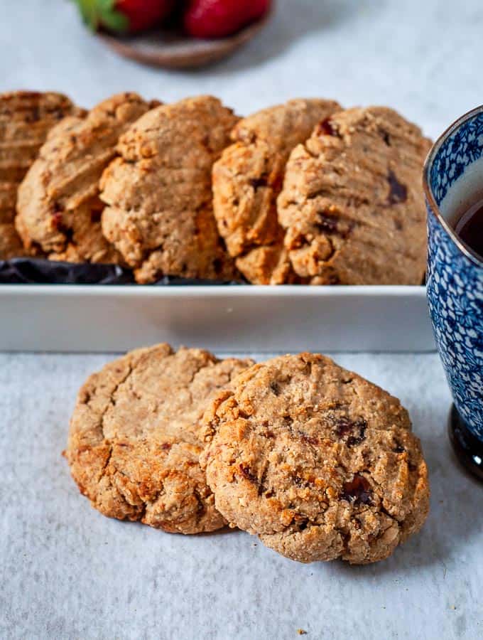 Peanut Butter Date Cookies in a white dish