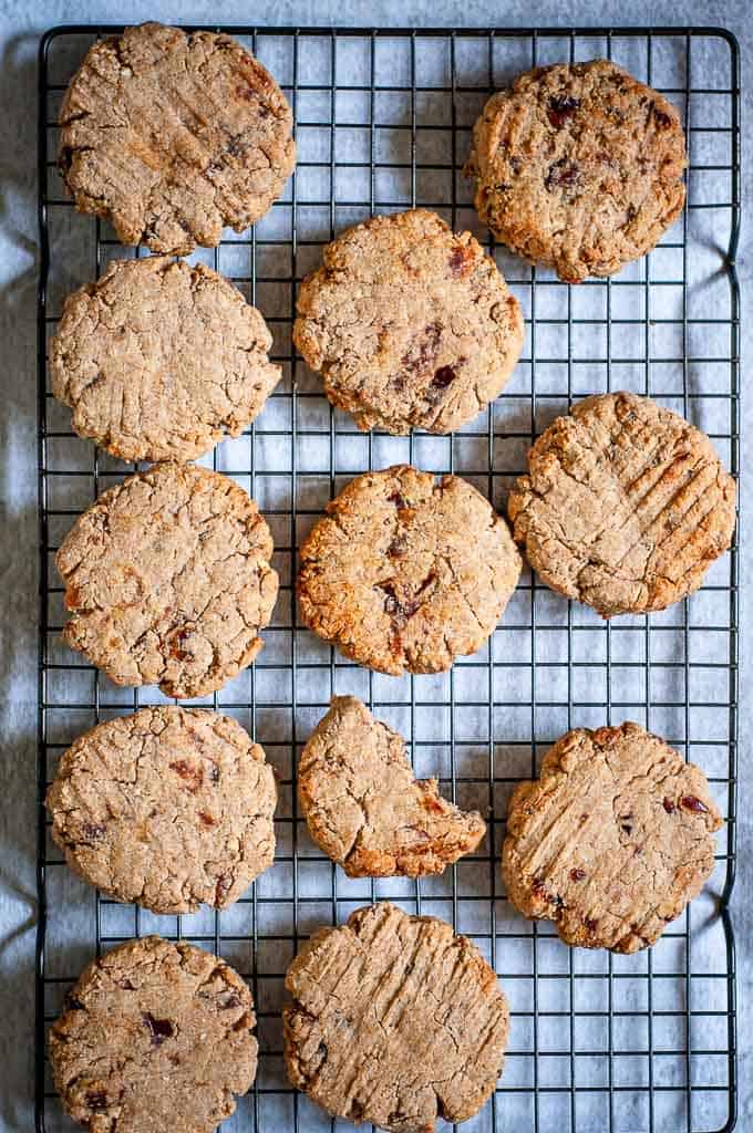 Peanut Butter Date Cookies on a cooling rack