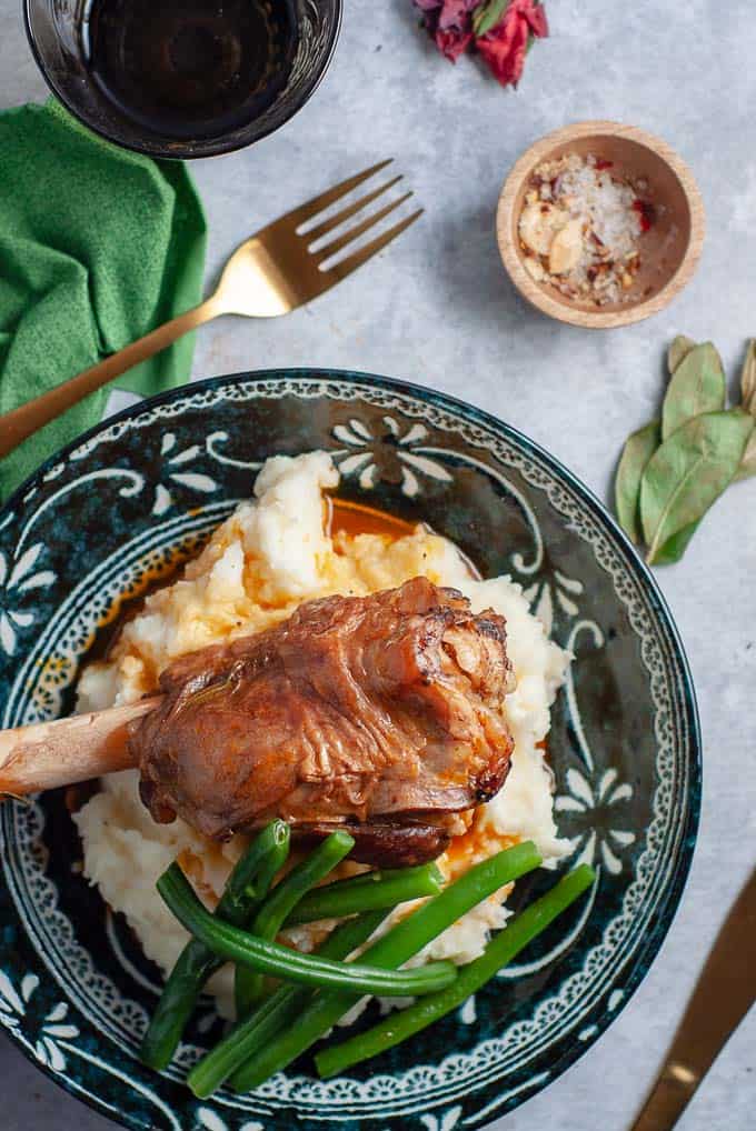 Pressure Cooker Lamb Shank on mash