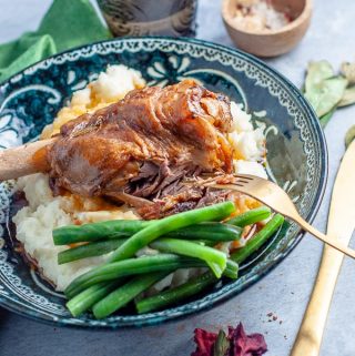 Pressure cooker lamb shanks with beans and mash