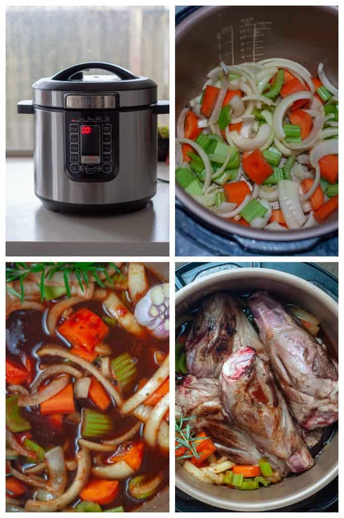 Pressure cooker lamb shank collage