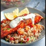 Salmon Quinoa Salad with creamy dressing