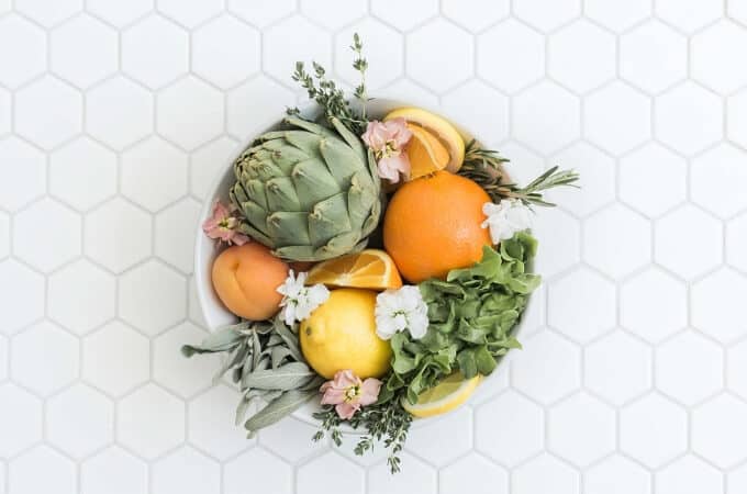 a bowl of clean eating fruit and vegetables