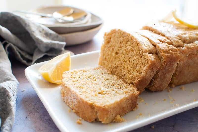 Sugar Free Lemon Loaf on a plate