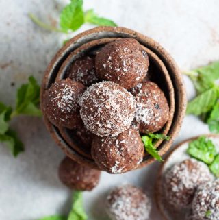 Choc Mint Bliss Balls in a bowl