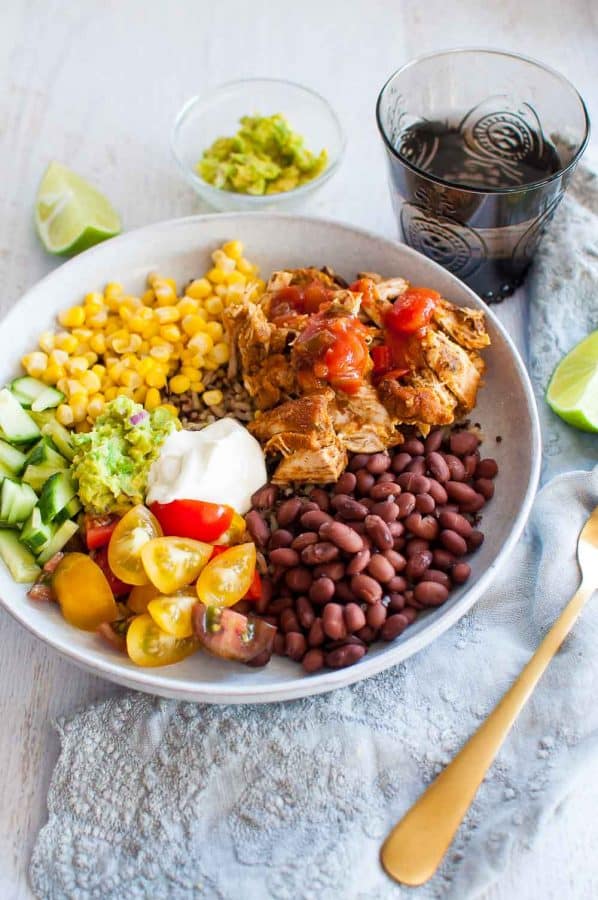 Easy Pulled Chicken Burrito Bowls My SUgar Free Kitchen