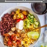 Shredded Chicken Burrito Bowl-pinterest