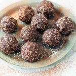 Nut free bliss balls on a plate