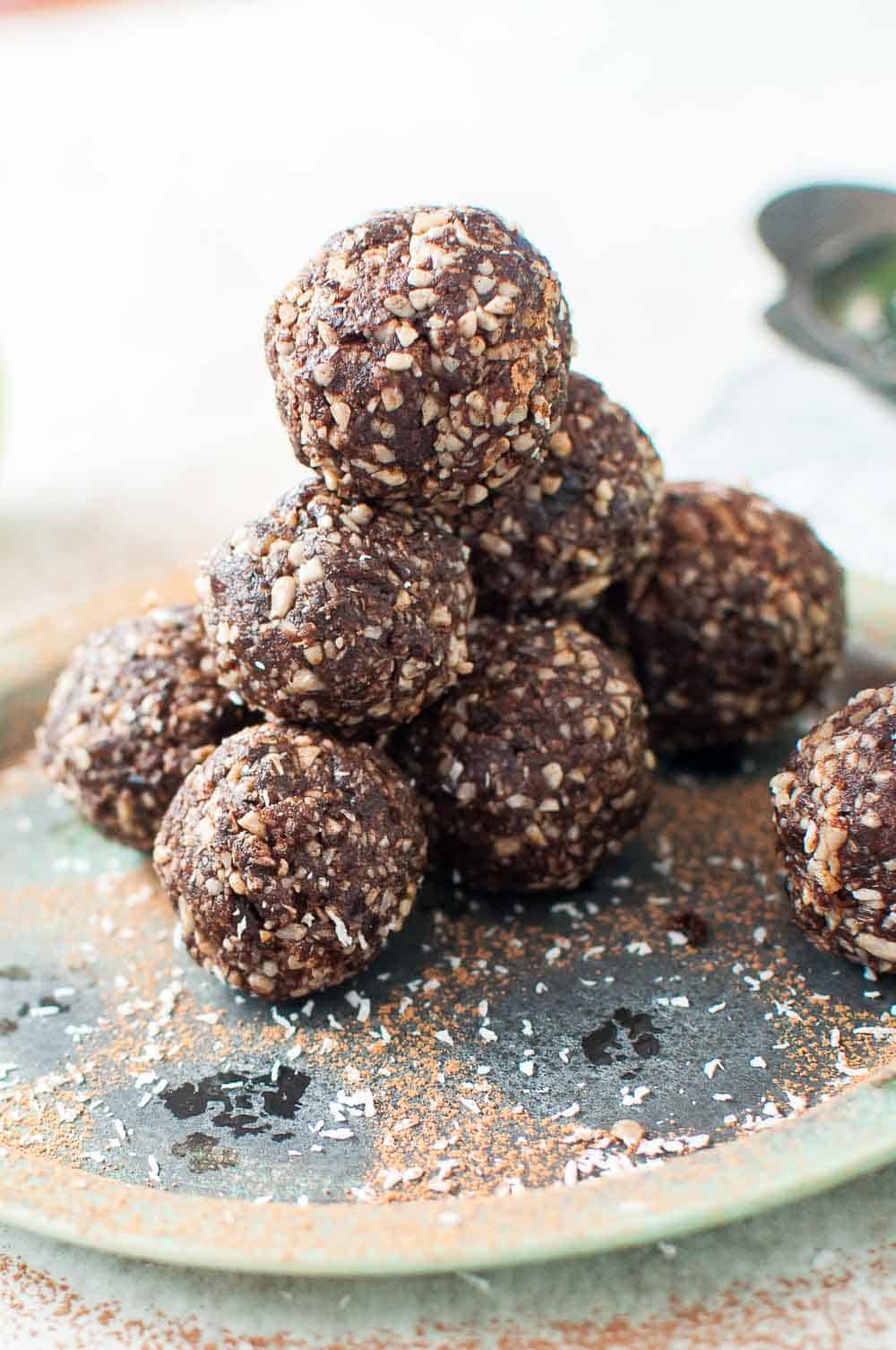 Stack of nut free bliss balls