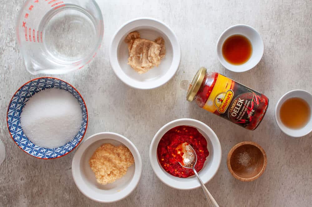 ingredients for homemade sugar free sweet chilli sauce