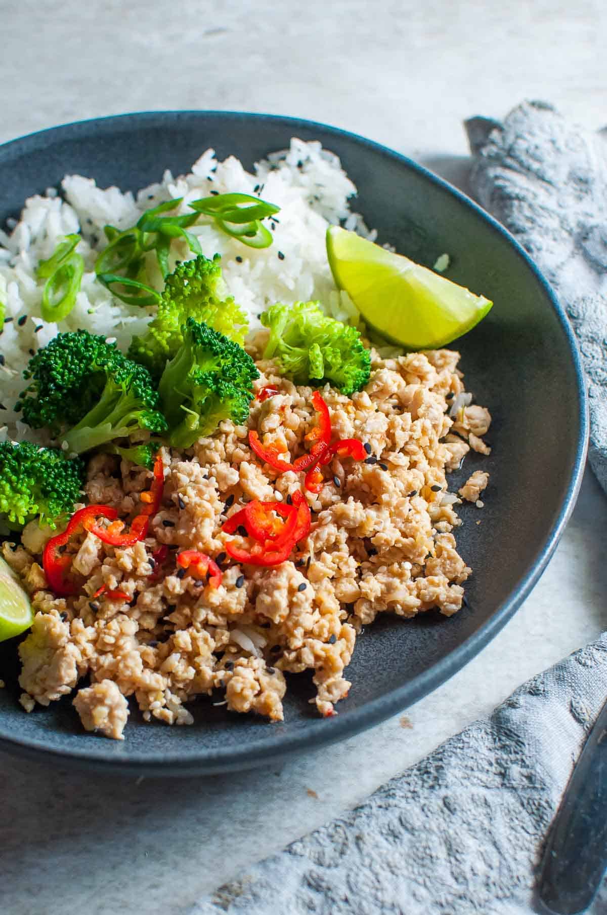 Thai Garlic Chicken in a bowl