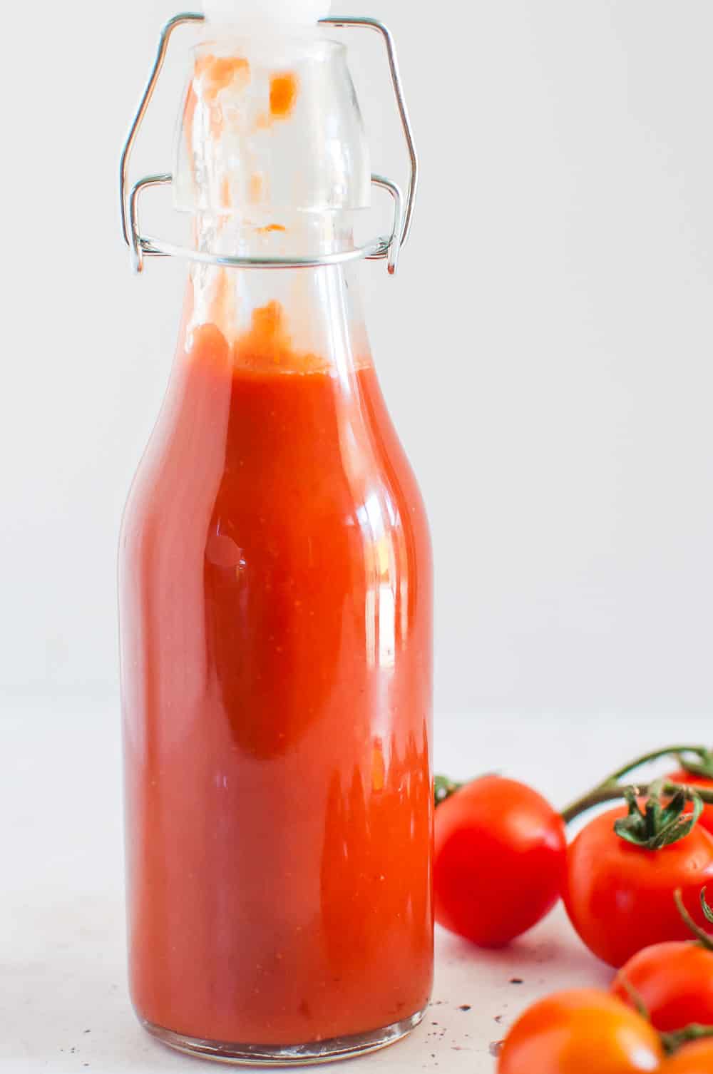 sugar free ketchup in a glass bottle