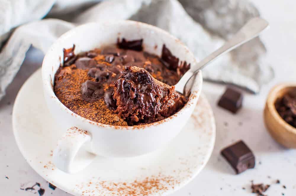 Chocolate Pudding In A Mug with spoon