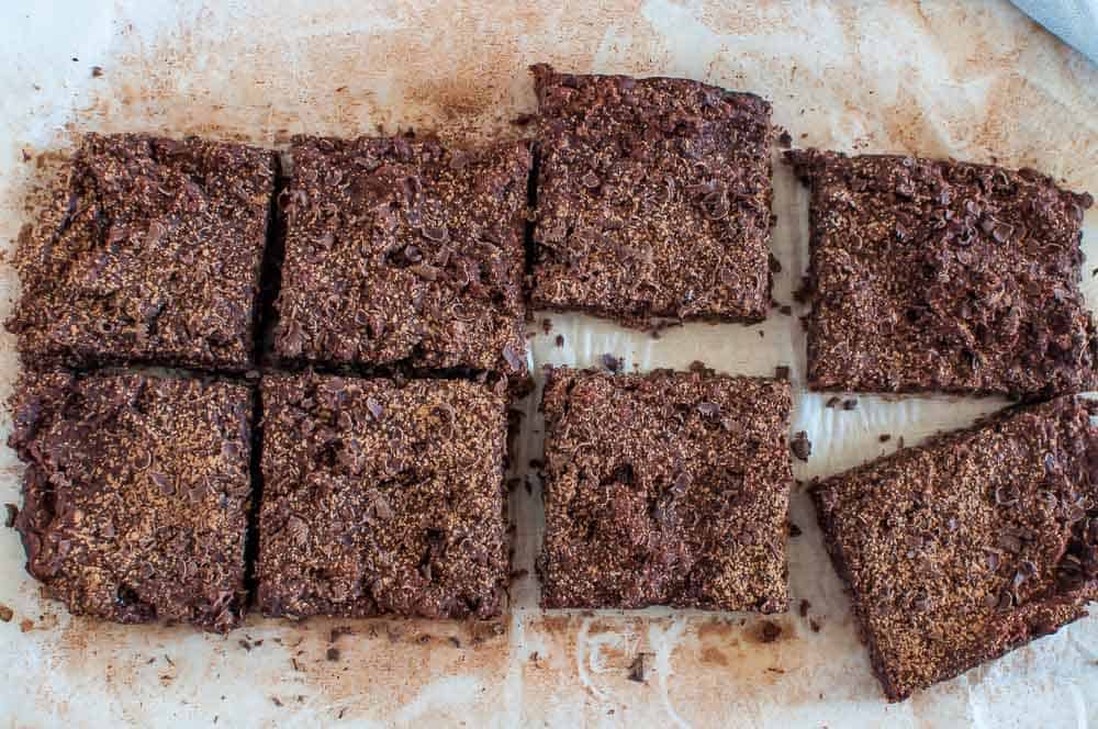 A tray of dairy free brownies