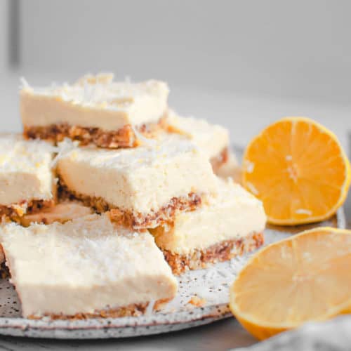 Coconut Lemon Slice on a plate