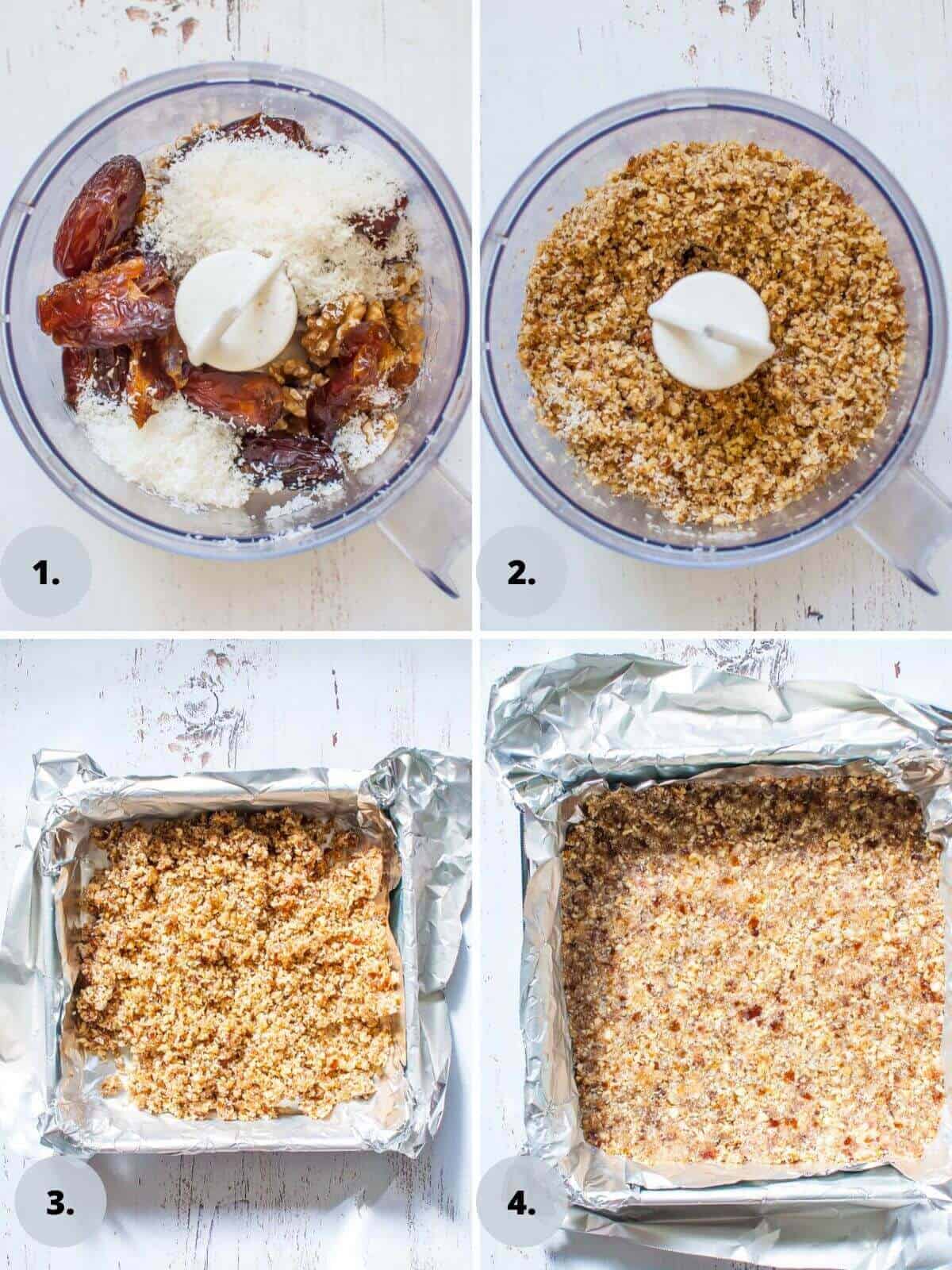 Lemon coconut slice base ingredients in food processor