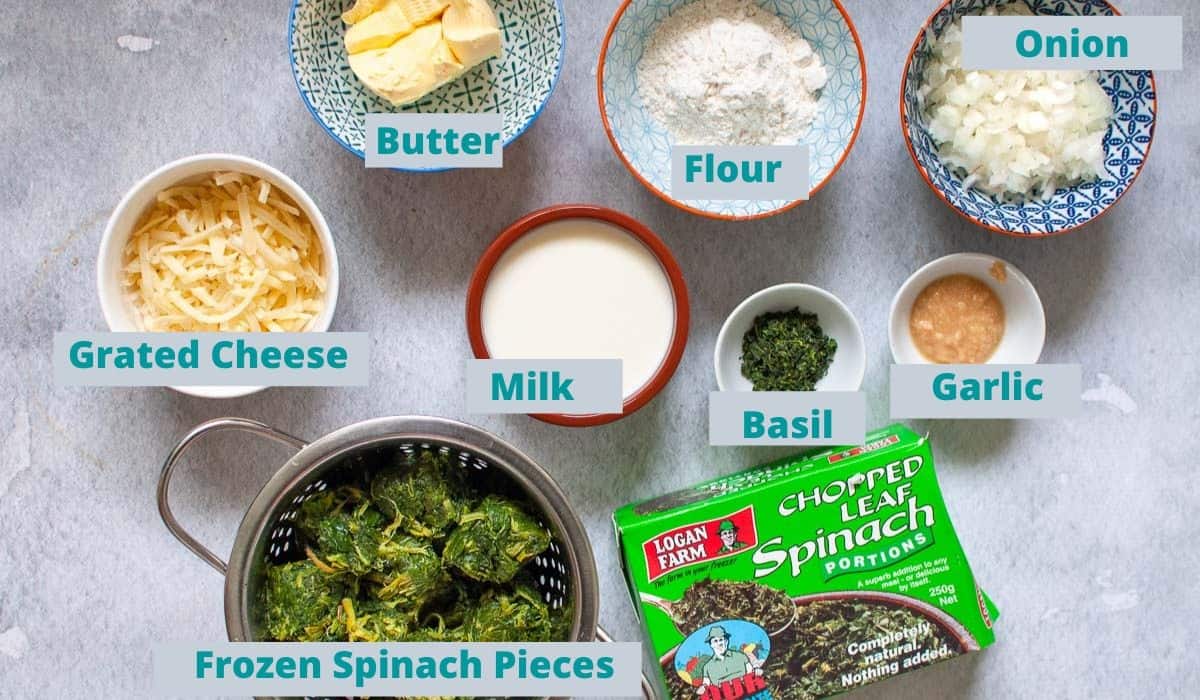 Ingredients for spinach cob loaf