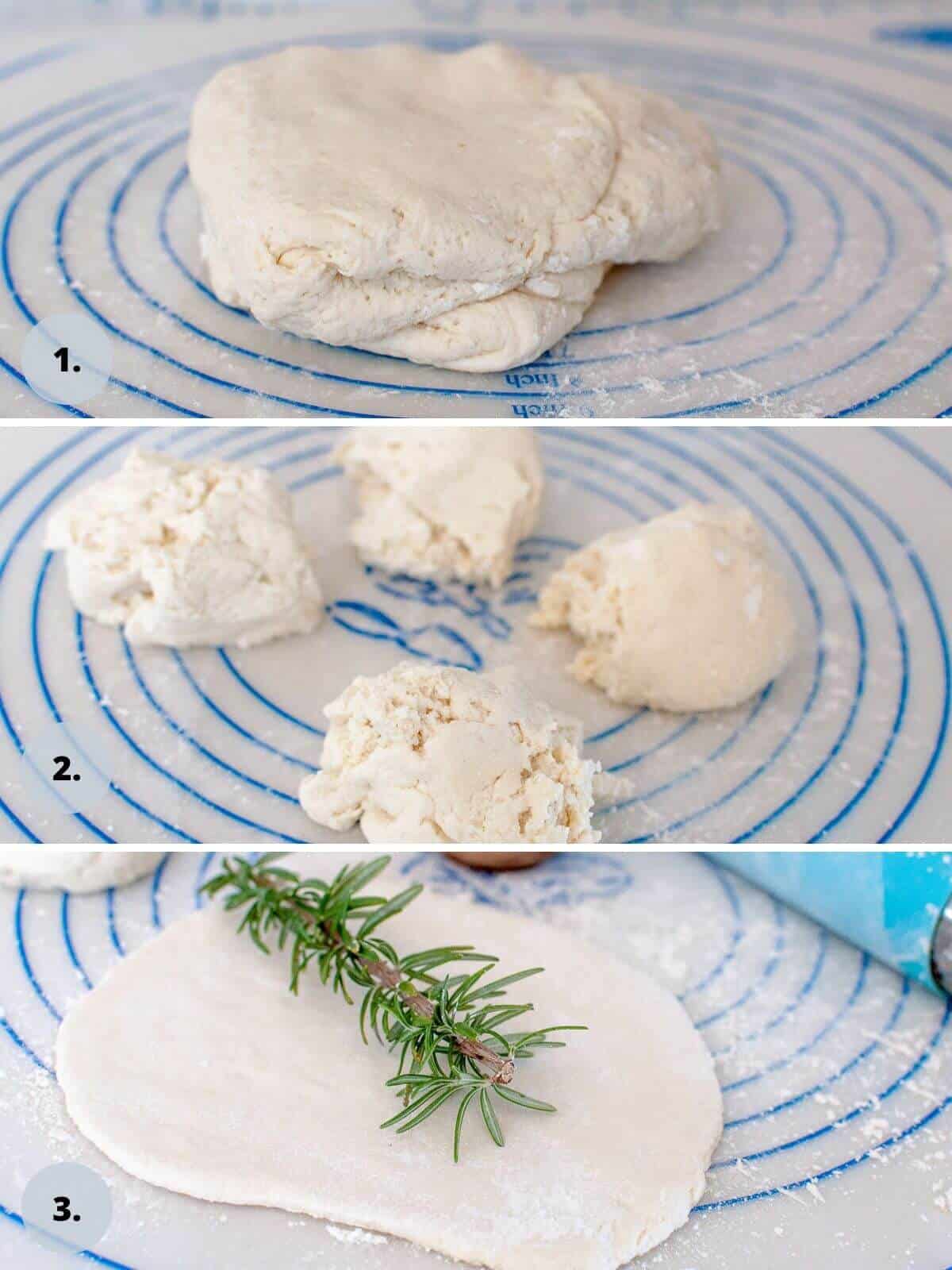 Rolling out the dough for flatbread