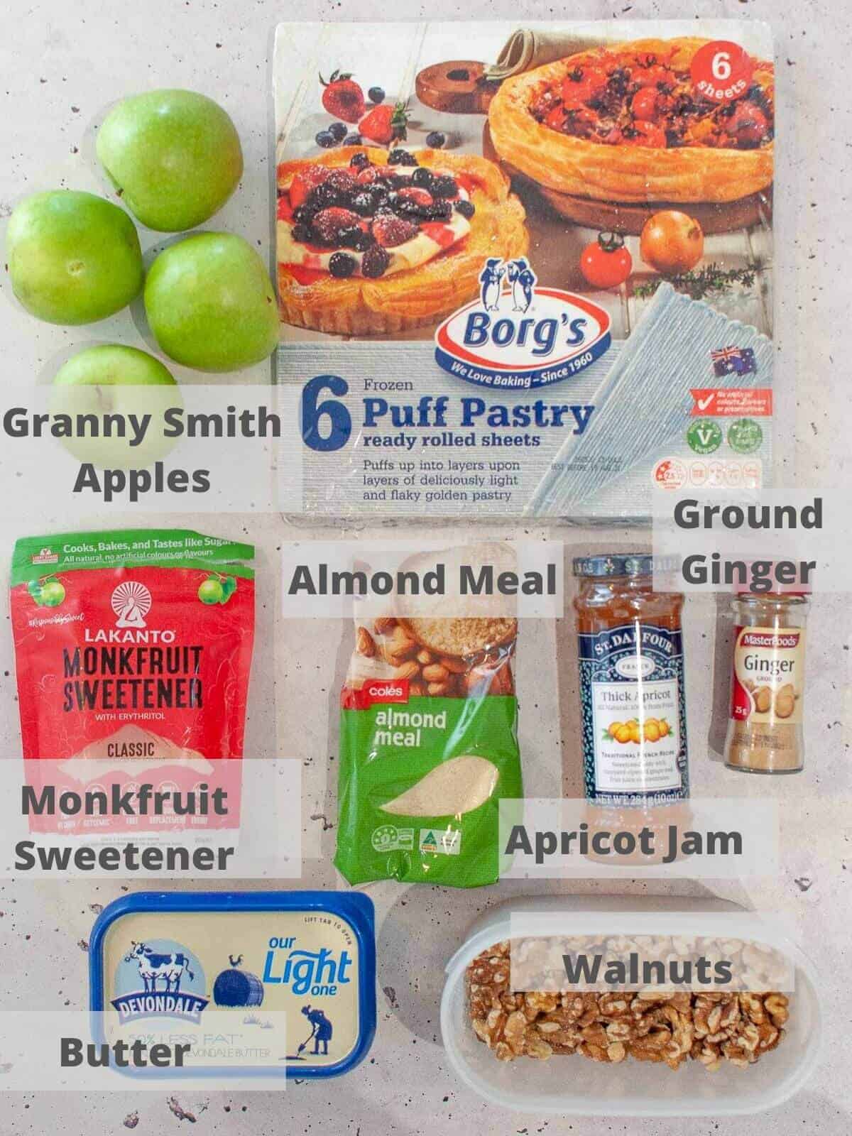 Ingredients for apple rose tarts