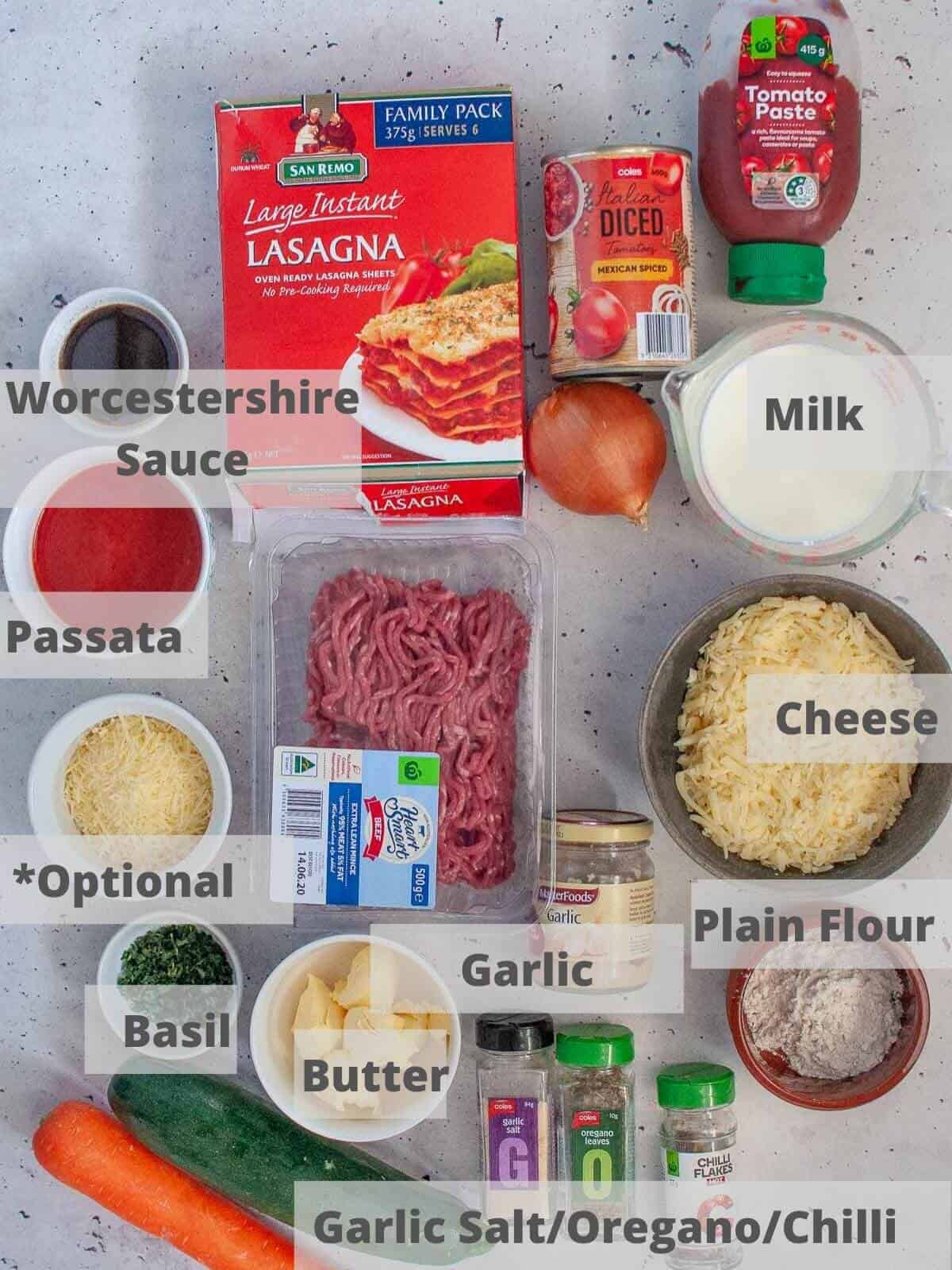 Ingredients for lasagna without ricotta