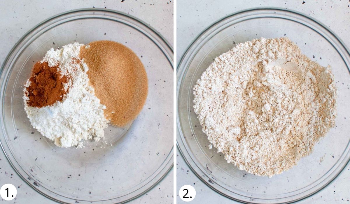 Mixing the dry ingredients together for almond flour cookies