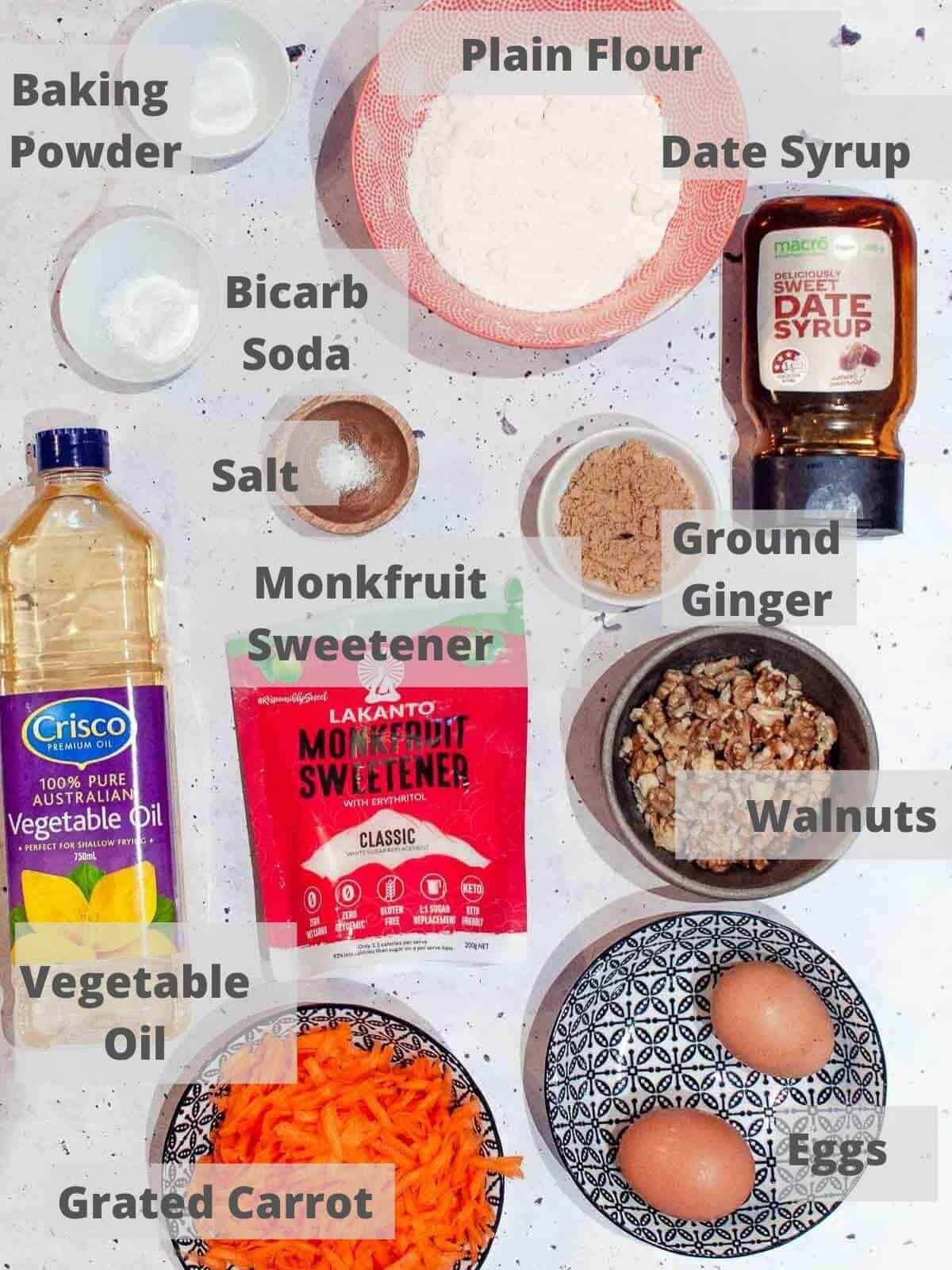 Ginger date loaf ingredients