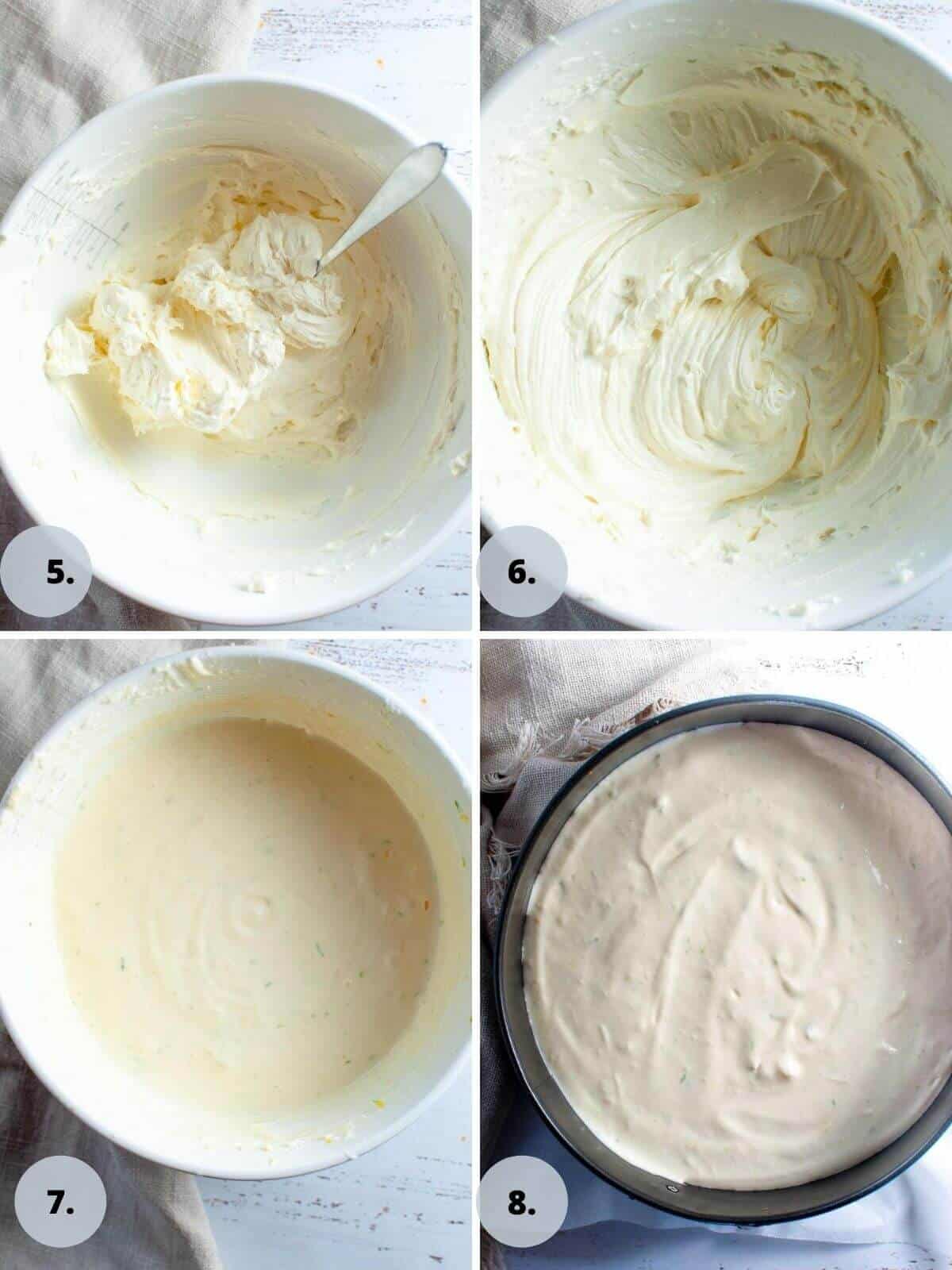 making the cheesecake filling