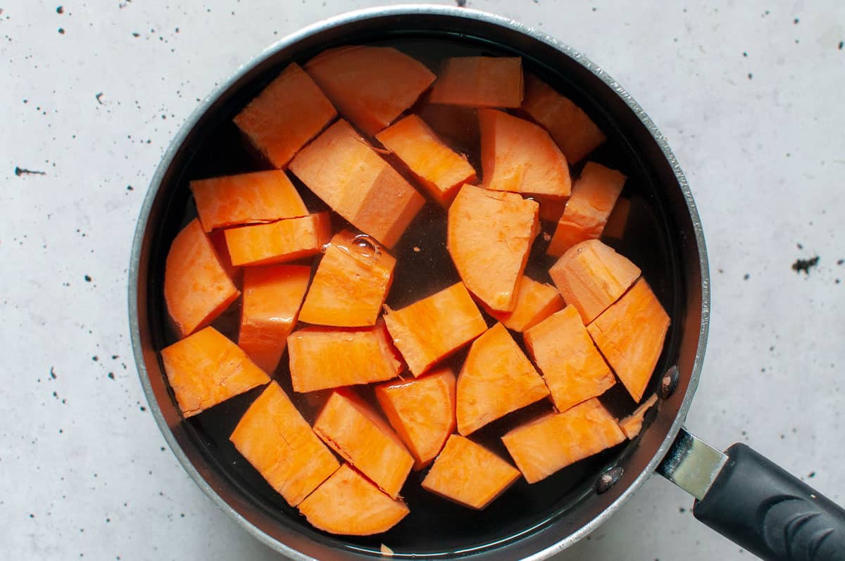 a pot of sweet potatoes