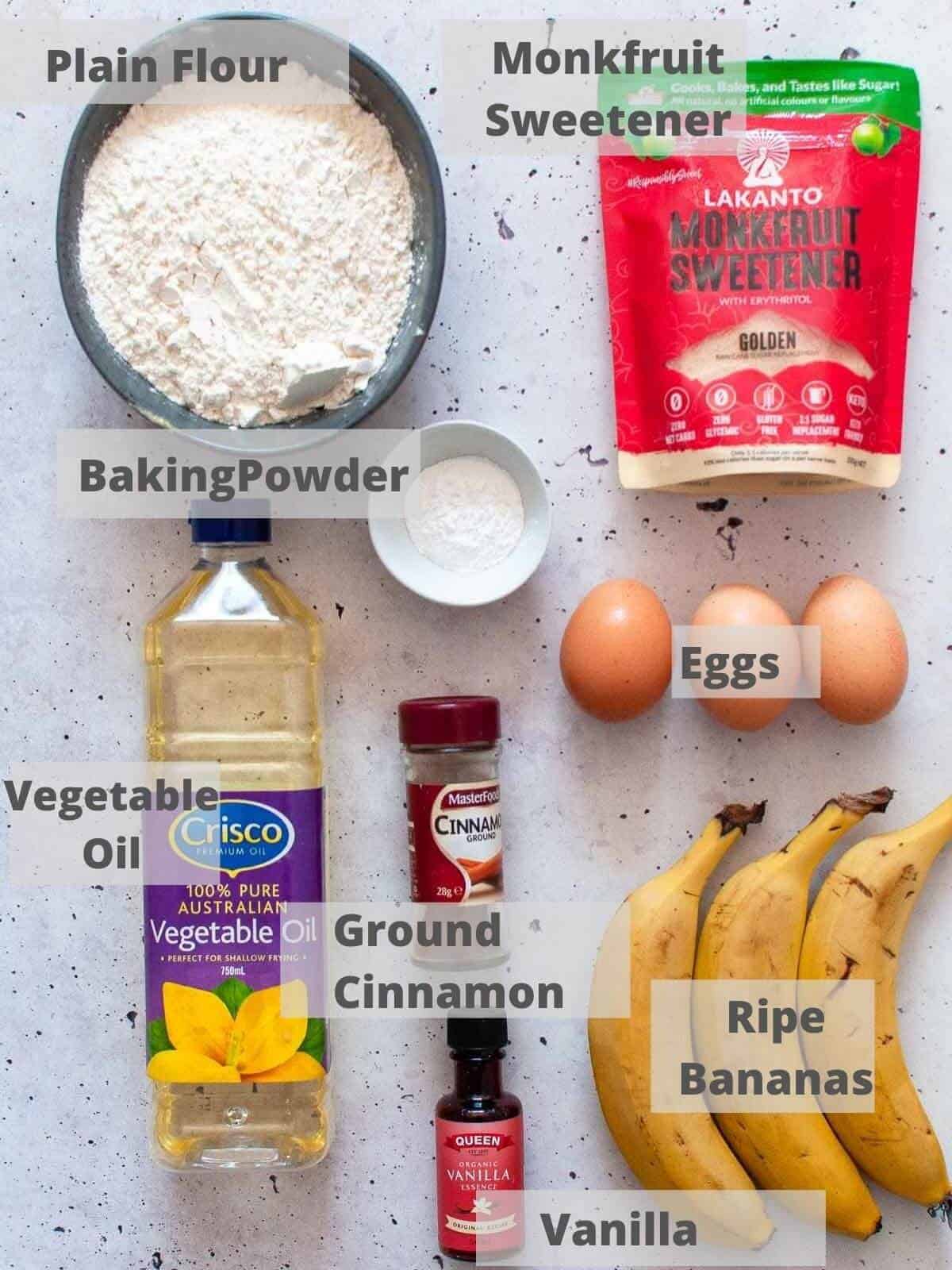 Dairy free banana bread ingredients