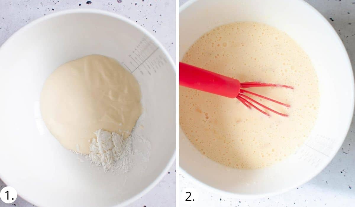 mixing cornflour and cream in a bowl