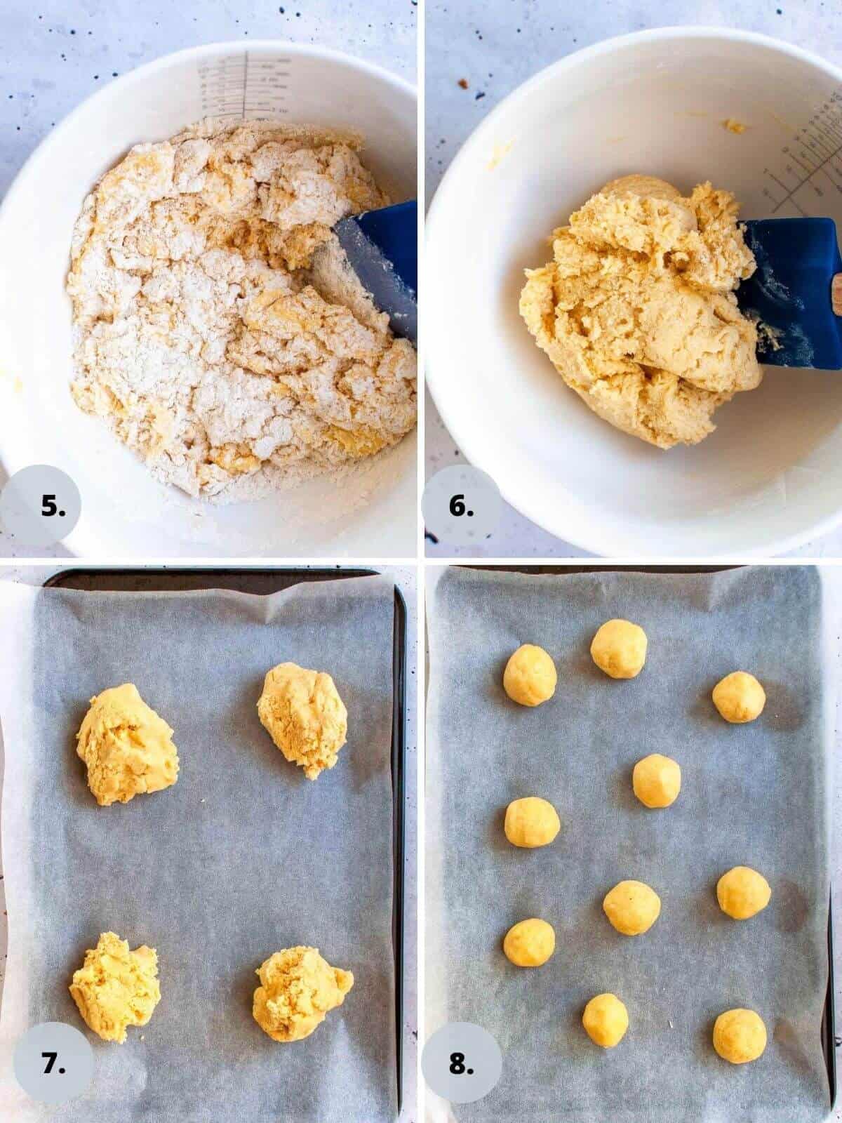 Making coconut jam drop batter into a dough for rolling