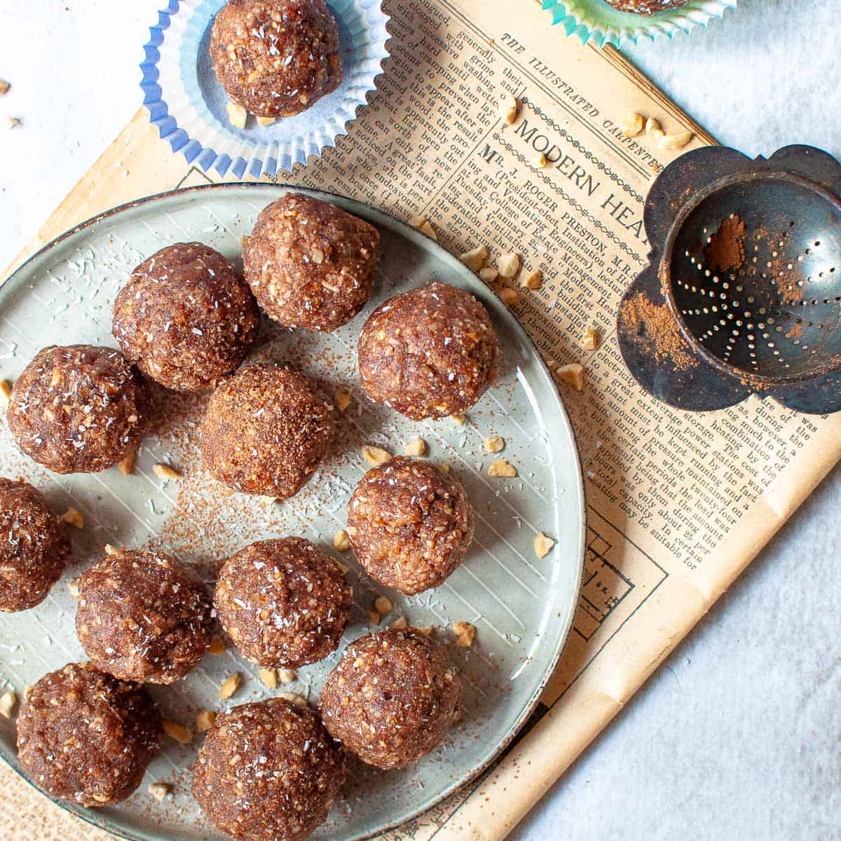 a plate of peanut butter bliss balls