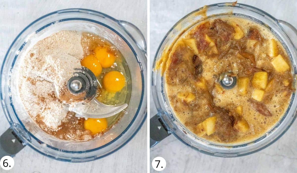 Mixing all the ingredients in a food processor to make a smooth batter