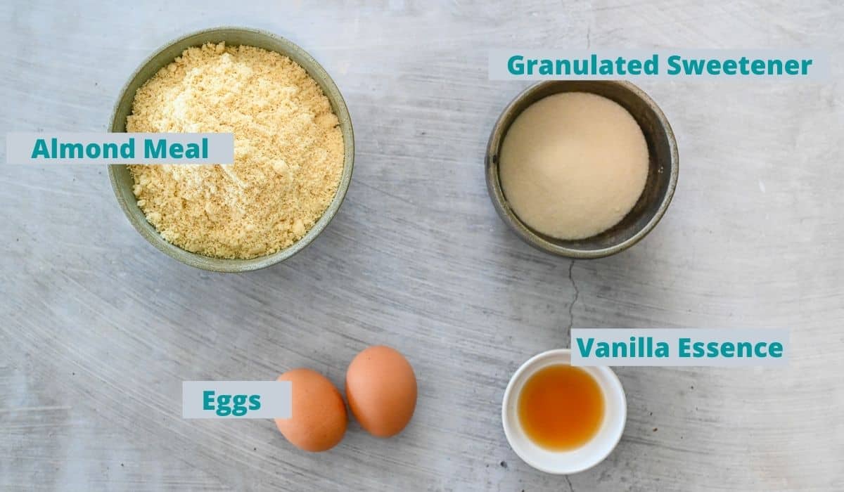 Ingredients for sugar free Amaretti Biscuits